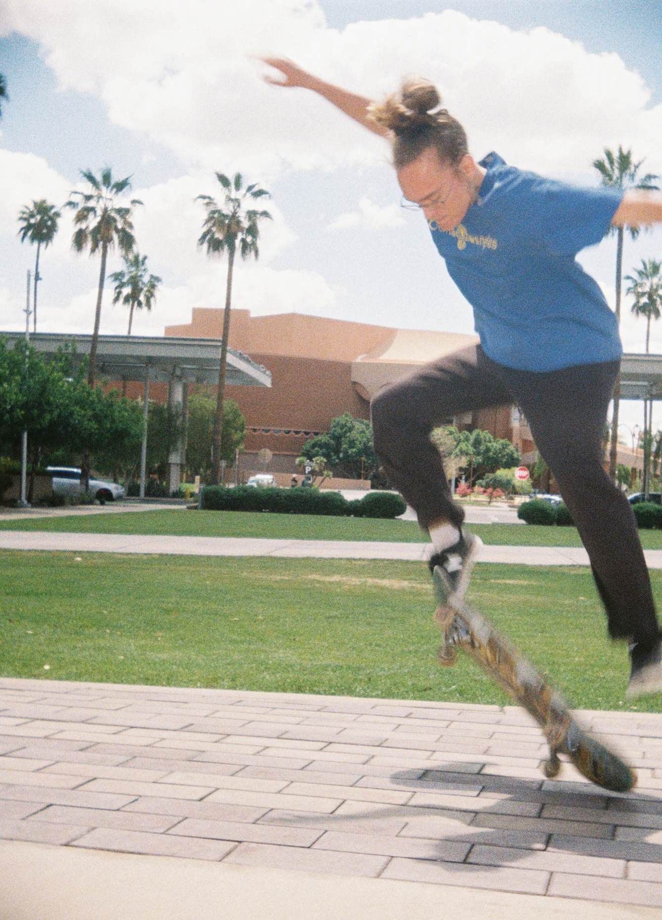 Student skateboarding at VERVE Tempe